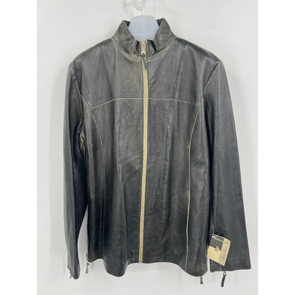NWT Lucien Piccard Leather Jacket Winter Pear‎ Zippers Collarless Size XL